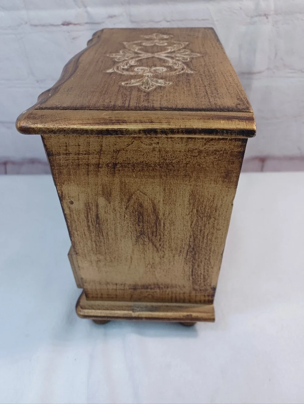 vintage french provincial 3 drawer musical jewelry box shabby chic ornate